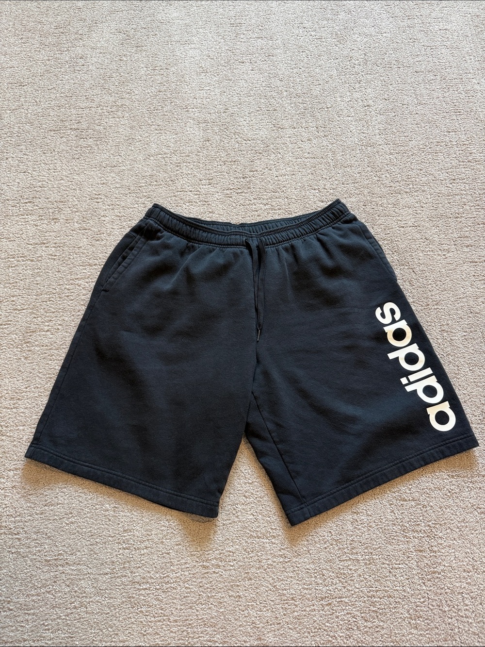 adidas Black Fleece Athletic Shorts with White Logo